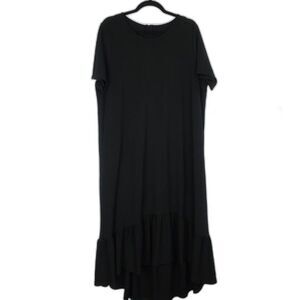 Asos Curve Womens T-Shirt Midi Dress‎ Size 16 Black Drop Hem Minimalist Neutral
